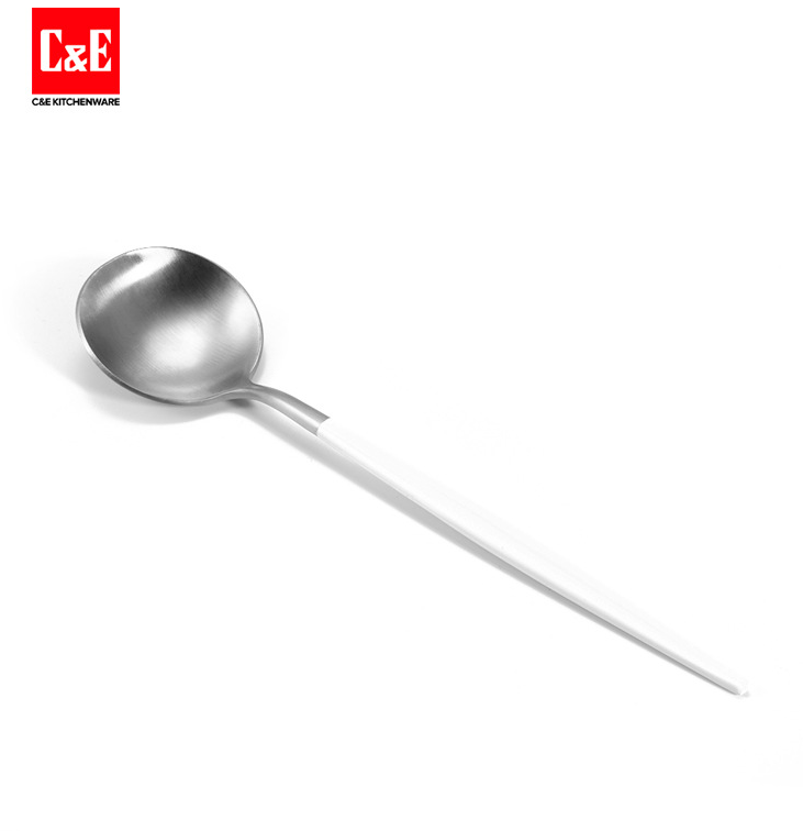 义乌好货 C&E创艺厨具白色/银色双色电镀9件套不锈钢刀叉勺餐具详情3