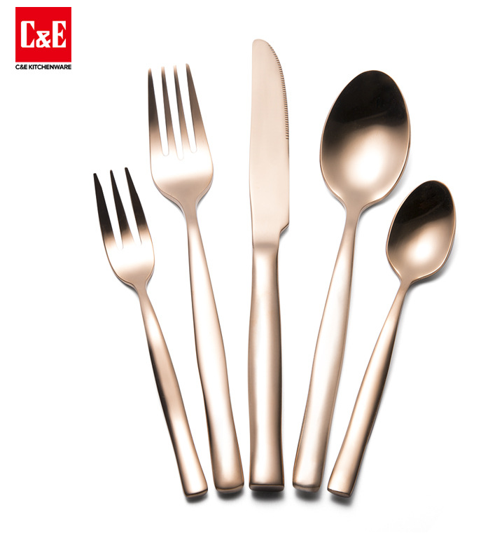 义乌好货 C&E创艺厨具玫瑰金不锈钢五件套餐具304食品级详情3