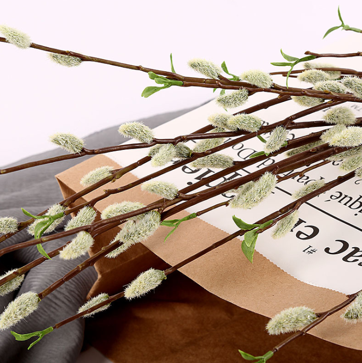 New cat willow willow branch artificial plant flower arrangements from Yiwu, paired with shooting props and floor-standing decorative flower arrangements pic 2