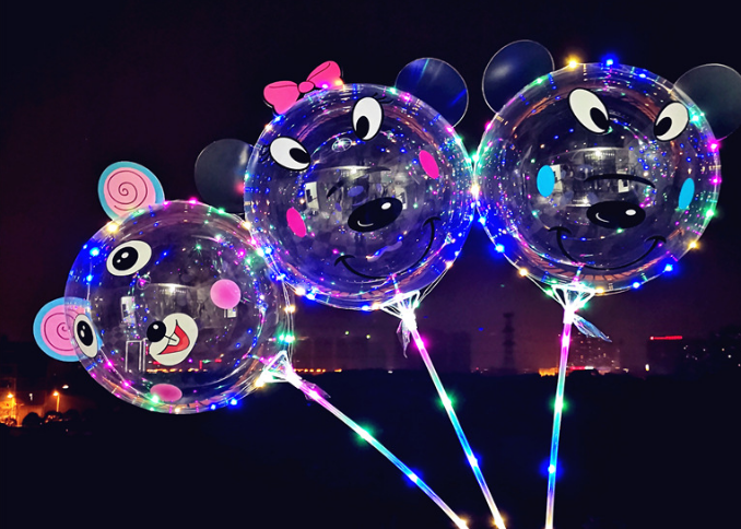 地推气球派对用品爆款透明发光波波球闪光led老鼠卡通发光气球详情图1