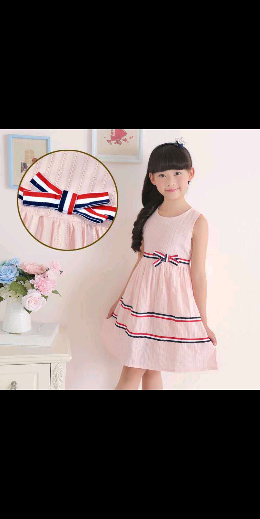Summer children's dress for girls, pure cotton candy-colored princess dress