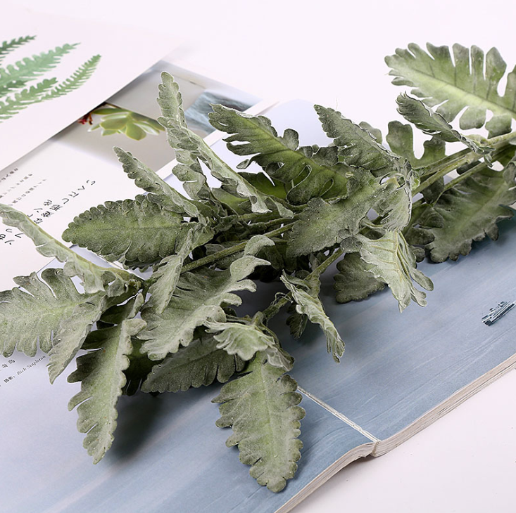 Yiwu Quality artificial plants 85cm bristle process 33 leaf bristle silver leaf Chrysanthemum Home Decoration Artificial flower bristle and fleece Plant Green Plant Artificial Green Plant Artificial green leaf home decoration pic 2