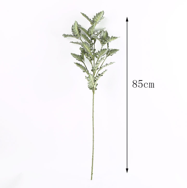 Yiwu Quality artificial plants 85cm bristle process 33 leaf bristle silver leaf Chrysanthemum Home Decoration Artificial flower bristle and fleece Plant Green Plant Artificial Green Plant Artificial green leaf home decoration pic 1