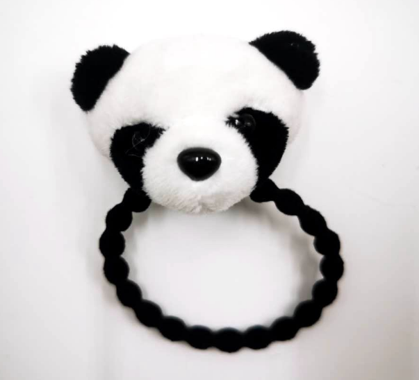 抖音网红新款卡通熊猫头绳爆款定制一键代发毛绒玩具详情1