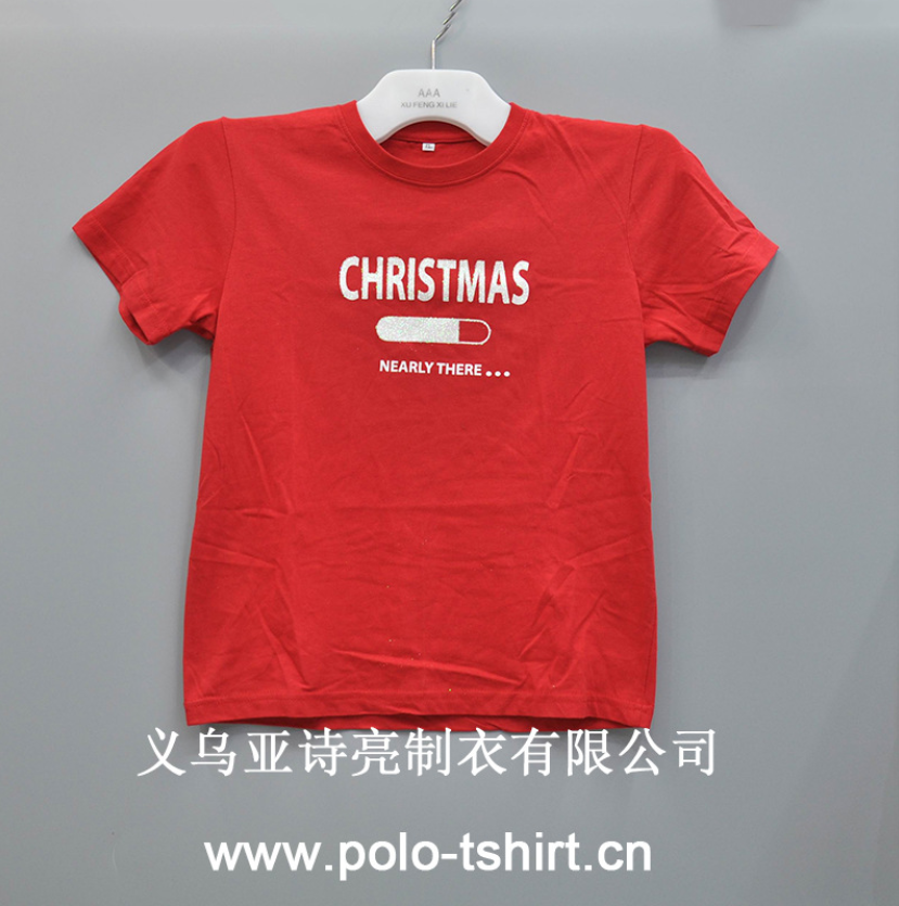 Yiwu Good Goods Summer New children's clothing pure cotton short-sleeved cartoon cute reindeer print Christmas T-shirt advertisement shirt detail image 3