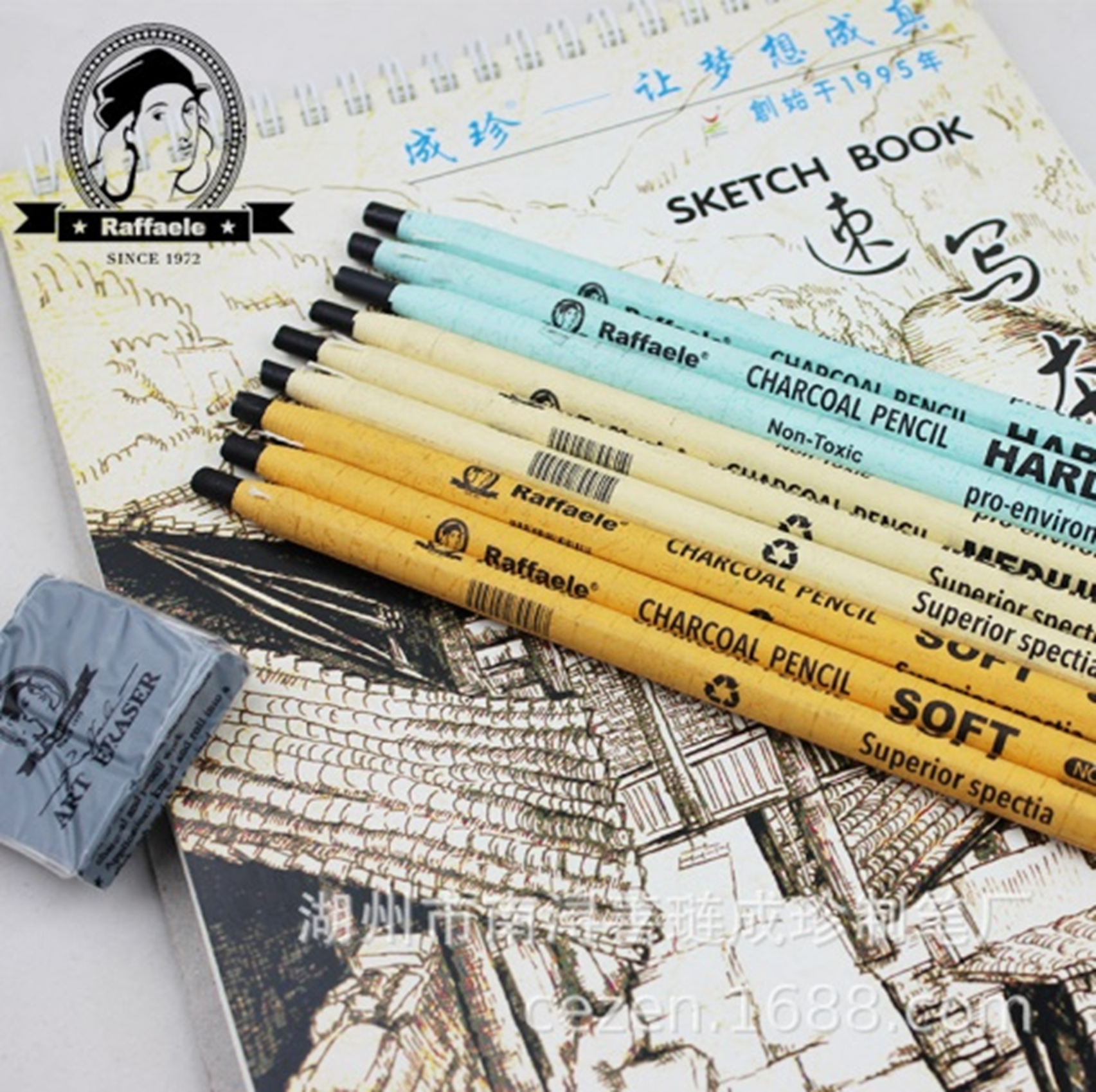 Yiwu quality hand-pulled wire charcoal pen, eco-friendly charcoal pen, soft to hard without core, quick sketch and drawing pencil 4580, soft to hard full figure