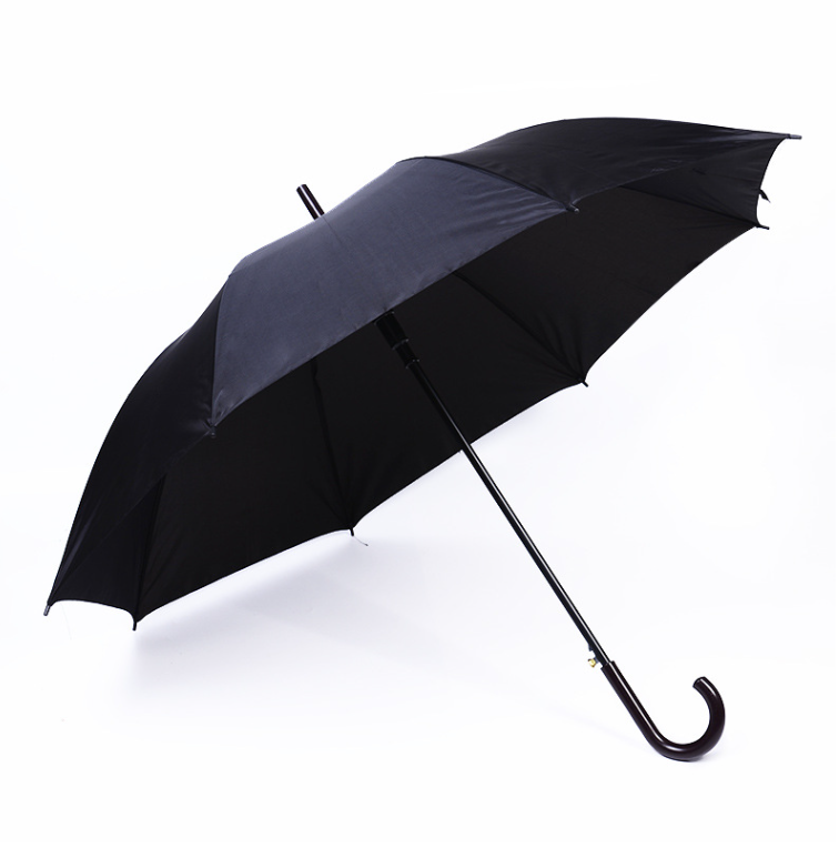 义乌好货 新品黑色雨伞长柄纯黑弯柄超大自动男士商务大黑伞详情图1