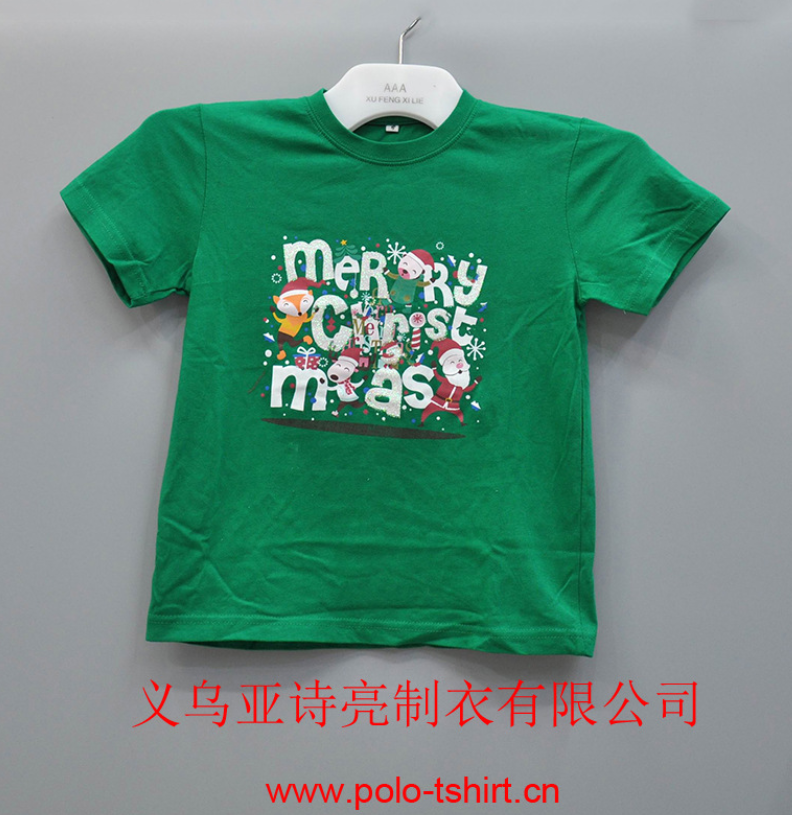 Yiwu Good Goods Summer New children's clothing pure cotton short-sleeved cartoon cute reindeer print Christmas T-shirt advertisement shirt detail image 1