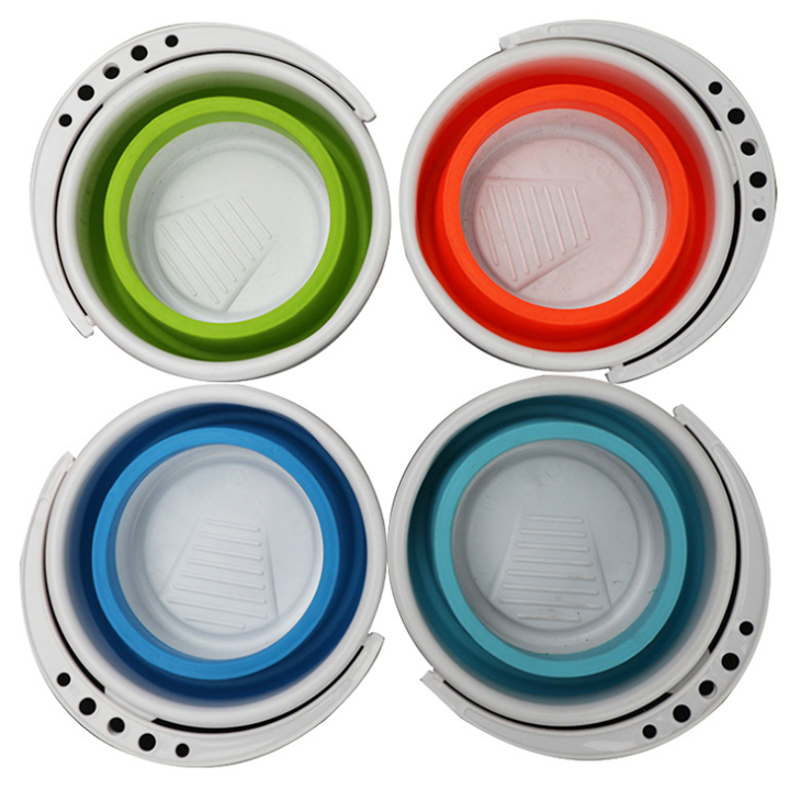 义乌好货 折叠水桶带盖硅胶塑料水桶旅行家用多功能洗笔桶详情图2