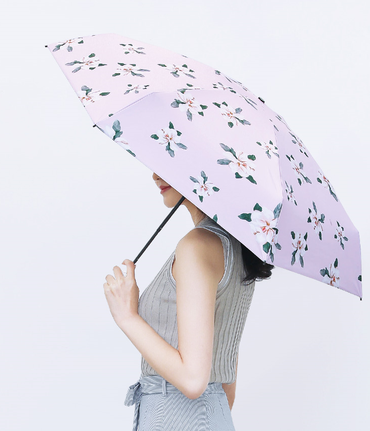义乌好货 龙翔山茶花晴雨伞女便携碳纤三折五折叠小清新遮阳伞详情图2