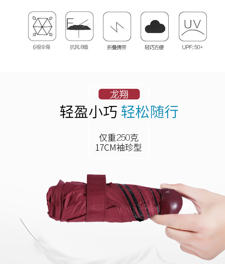 Yiwu Good goods Longxiang Umbrellas 50% off, pocket umbrellas, women's sun protection, UV protection and sunshade umbrellas detail image 2