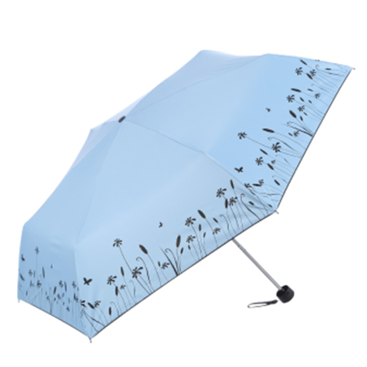 Yiwu Quality Goods Longxiang Bang Black Rubber Color Lotus Language Ultra-fine three-fold Umbrella detail image 3