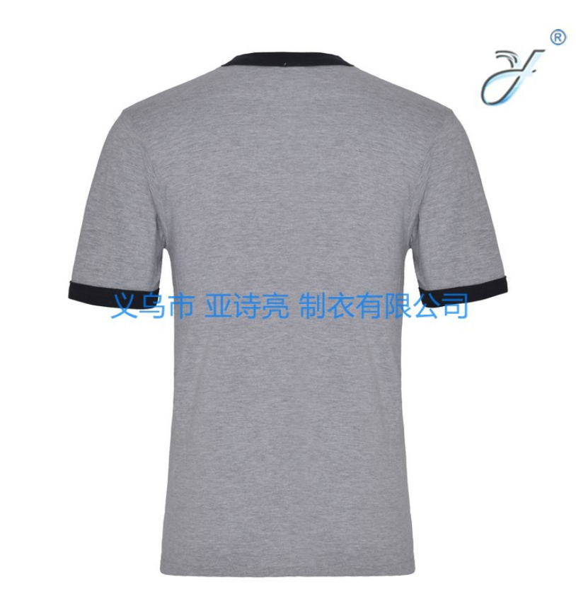 义乌好货厂家供应休闲纯棉两色圆领短袖撞色男式T恤DIY定制详情图2