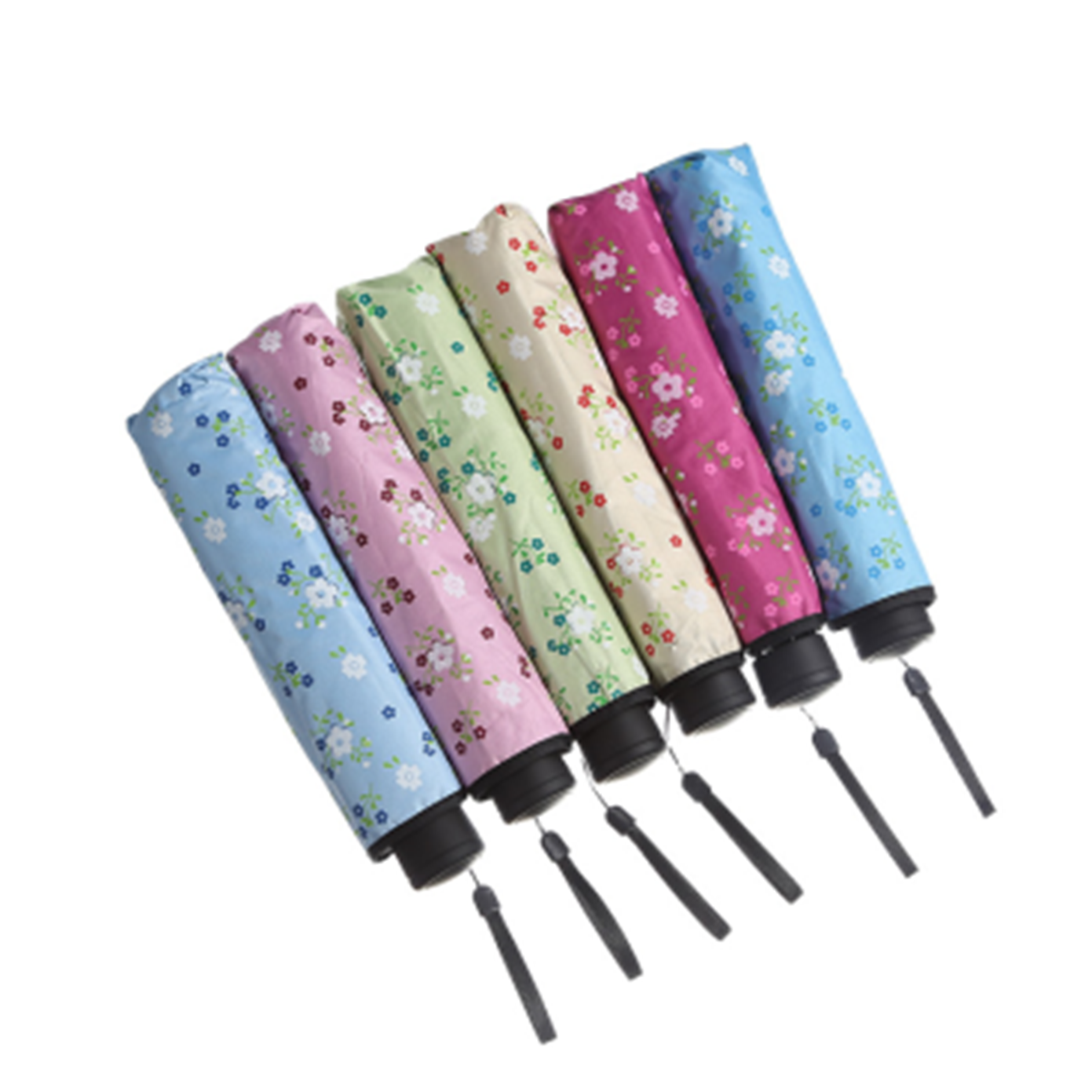 Yiwu's high-quality Longxiang black vinyl rose-burned flower ultra-fine three-fold umbrella detail image 1