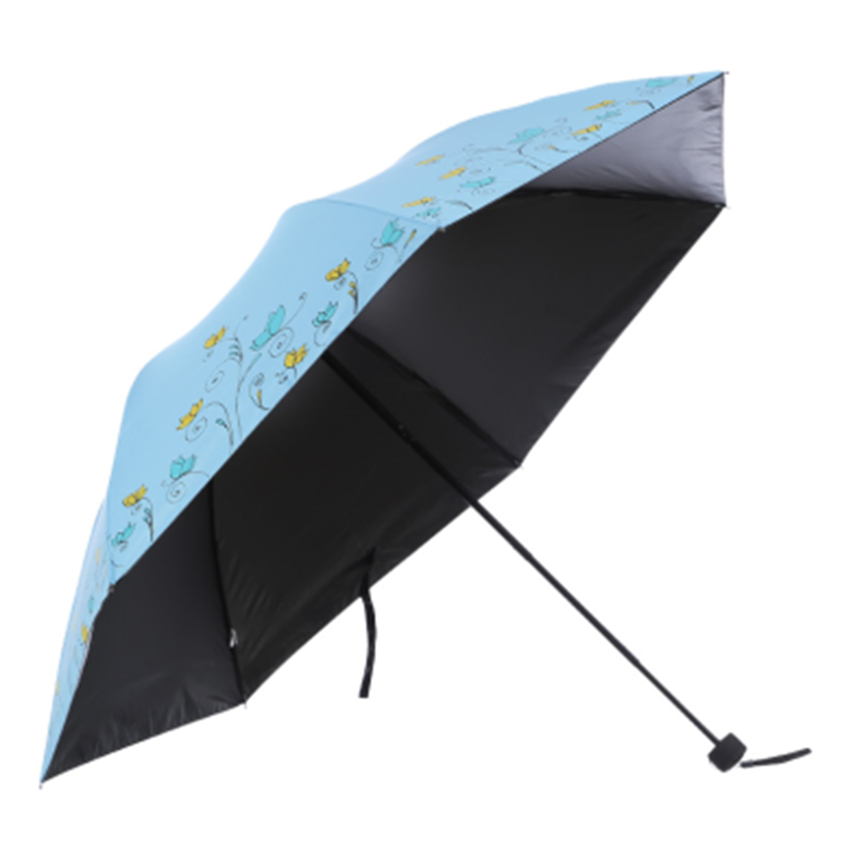 Yiwu Quality Goods Longxiang Bang Black Rubber Color Lotus Language Ultra-fine three-fold Umbrella detail image 1