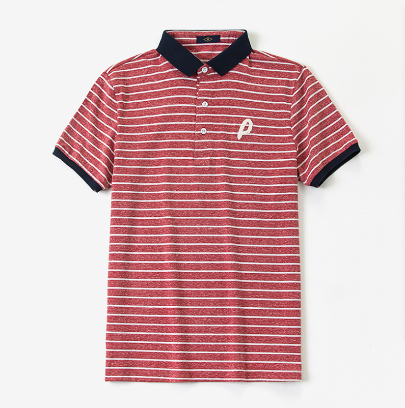 Yiwu Good Goods Japanese Men's Wear 2018 Summer New Men's lapel polo Shirt Korean Style Striped short-sleeved T-shirt detail image 3