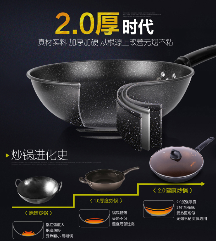 素格 德国康巴赫锅具套装麦饭石色套锅不粘炒锅煎锅汤锅三件套KGL3A详情2