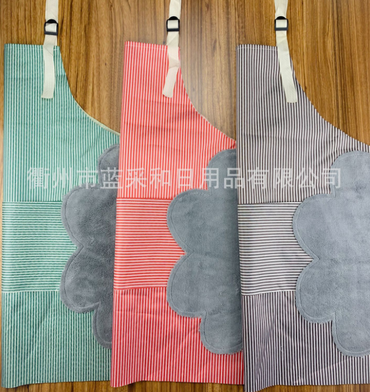 Yiwu Good Goods Life Blue Waterproof, stain-resistant and oil-resistant hand wiping apron: Simple and fashionable, Japanese striped adjustable pic 3
