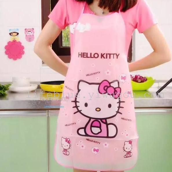 Yiwu Good Goods Life Blue Cartoon Kitchen half-length Apron PVC waterproof, stain-resistant and oil-resistant apron detail image 3