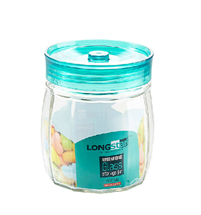 义乌好货 中号圆形玻璃密封罐 装干果罐子彩色透明厨房储存罐详情图2