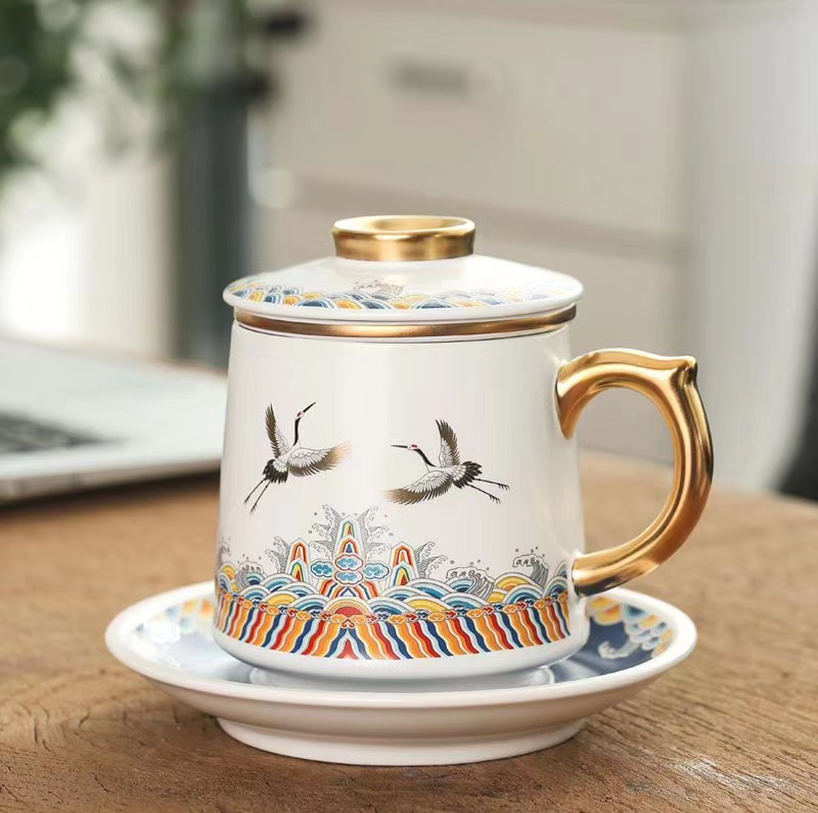 Yiwu's fine decorative handicrafts, Feihe printed tea sets detail image 1