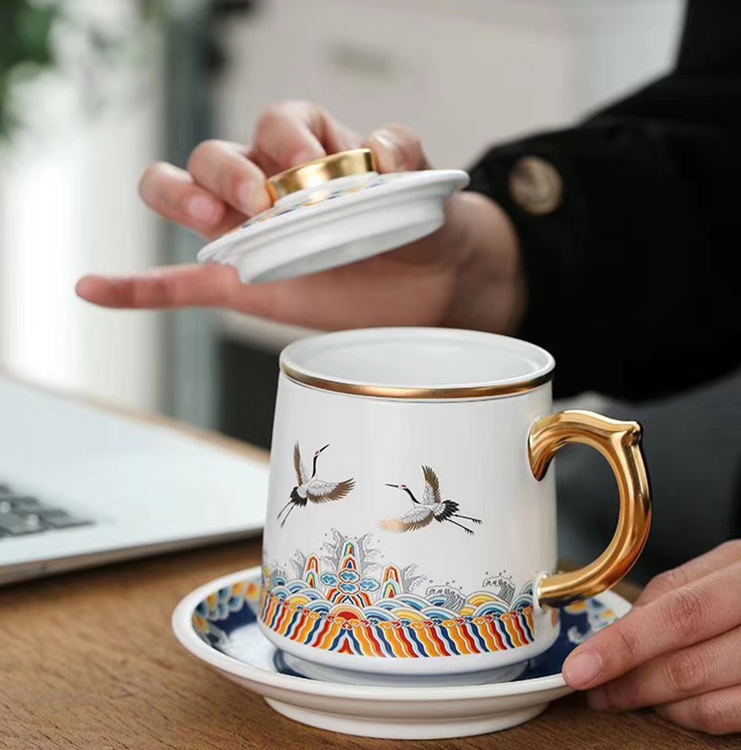 Yiwu's fine decorative handicrafts, Feihe printed tea sets detail image 3