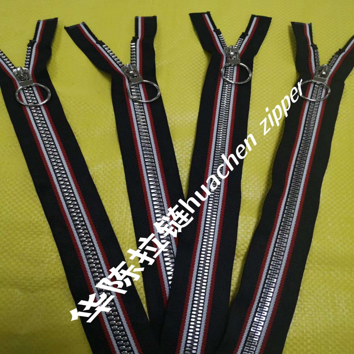 5 Resin Gold Plated Striped Cloth Zipper details Picture