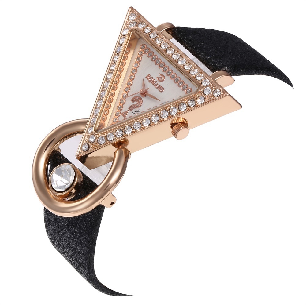 爆款创意三角形莱茵石镶嵌女士磨砂表带手表时尚石英女18820/60详情8