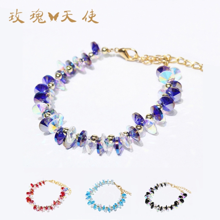 European and American fashionable colorful crystal gemstone woven bracelets and bangs, women's exaggerated wide accessories wholesale Taobao bestsellers Application Scenario