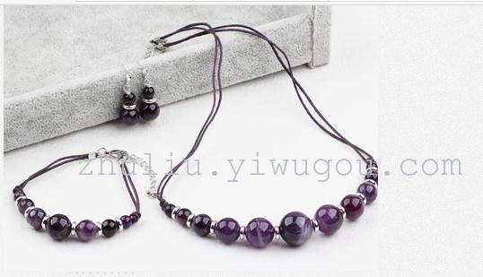 Rose Angel Handmade natural Tiger's Eye Stone Necklace, bracelet and earrings Three-piece accessory set Specification image