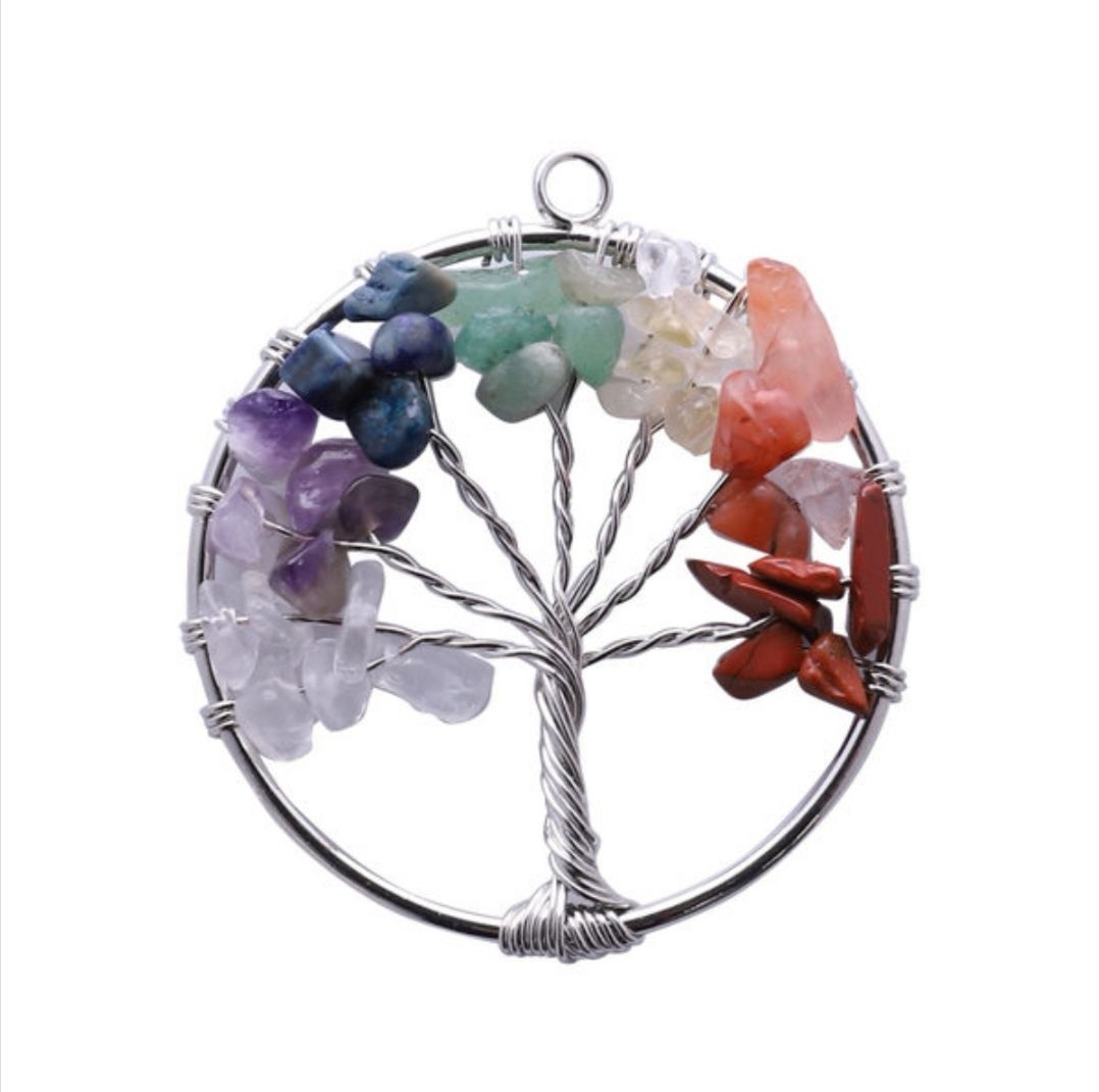 Factory direct sales of natural stone, raw stone, agate, life tree pendants, crushed stone crystal necklaces, exported to Europe and America