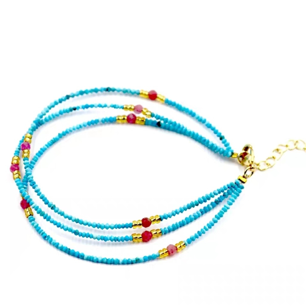 Afghan lapis lazuli 2mm barrel bead bracelet, American pine 2mm necklace Item Picture