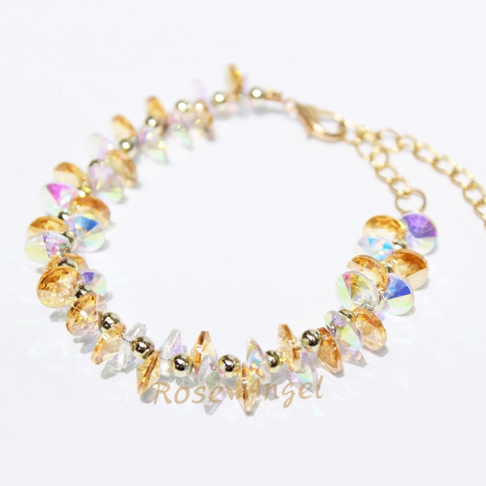 European and American fashionable colorful crystal gemstone woven bracelets and bangs, women's exaggerated wide accessories wholesale Taobao bestsellers undefined