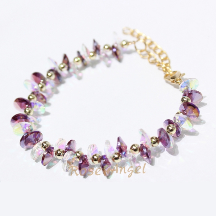 European and American fashionable colorful crystal gemstone woven bracelets and bangs, women's exaggerated wide accessories wholesale Taobao bestsellers details Picture