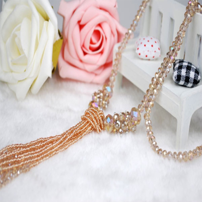 Spring bestseller Korean-style crystal versatile and fashionable necklace, long tassel sweater chain for women undefined