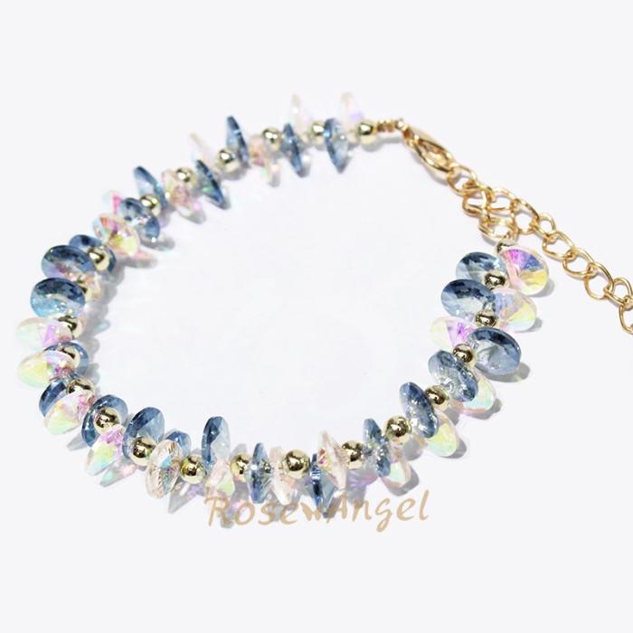 European and American fashionable colorful crystal gemstone woven bracelets and bangs, women's exaggerated wide accessories wholesale Taobao bestsellers Specification image