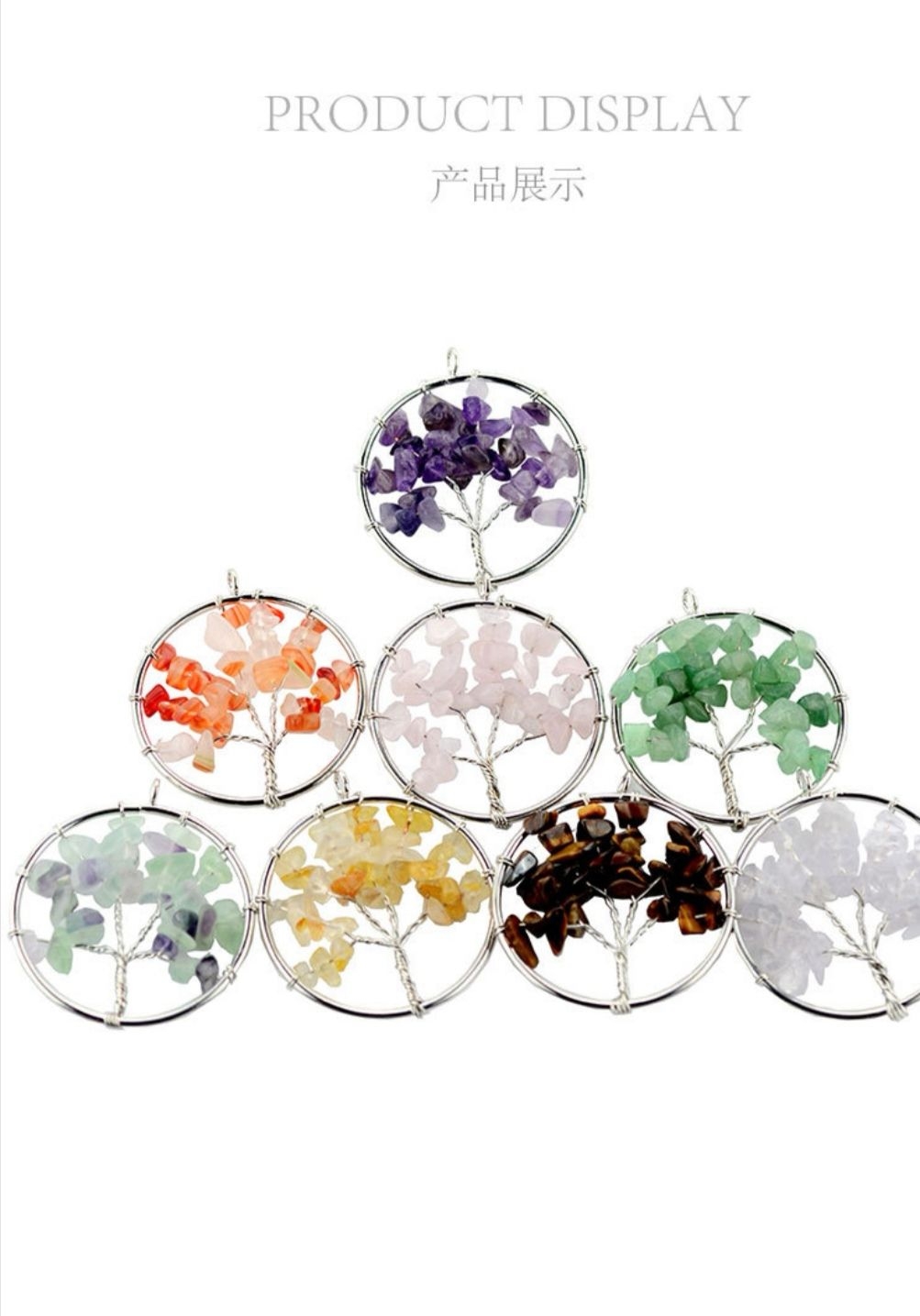 Factory direct sales of natural stone, raw stone, agate, life tree pendants, crushed stone crystal necklaces, exported to Europe and America details Picture