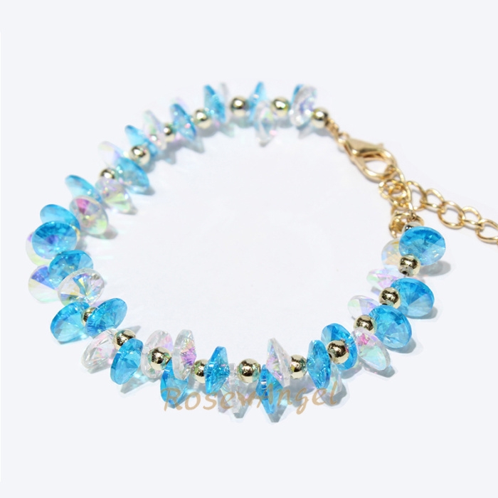 European and American fashionable colorful crystal gemstone woven bracelets and bangs, women's exaggerated wide accessories wholesale Taobao bestsellers Item Picture