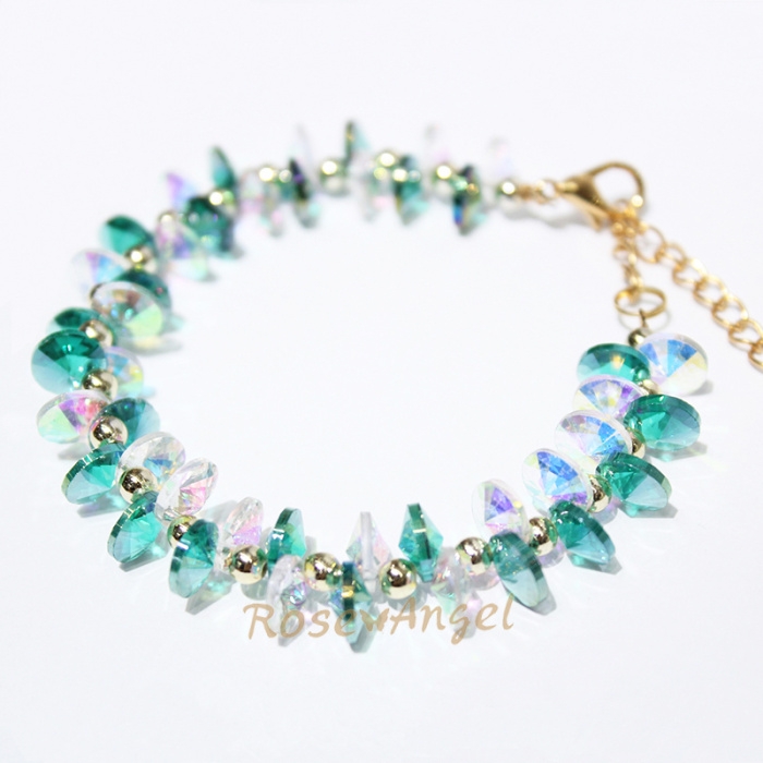 European and American fashionable colorful crystal gemstone woven bracelets and bangs, women's exaggerated wide accessories wholesale Taobao bestsellers undefined