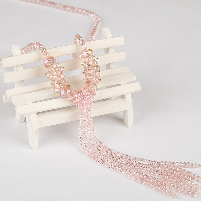 Spring bestseller Korean-style crystal versatile and fashionable necklace, long tassel sweater chain for women Application Scenario