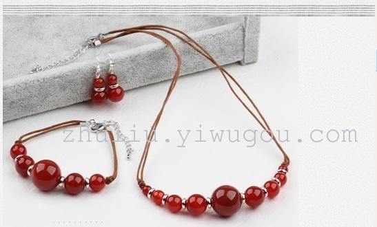 Rose Angel Handmade natural Tiger's Eye Stone Necklace, bracelet and earrings Three-piece accessory set Application Scenario