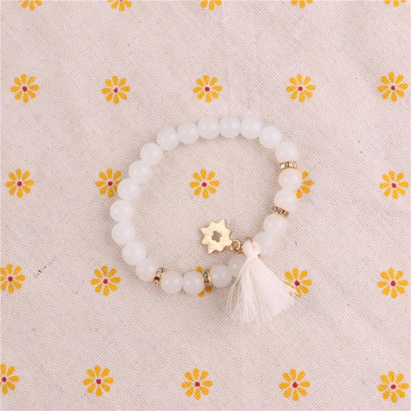 Natural chalcedony single-loop bracelet for trendy women, a fresh and fashionable silver leaf jewelry that makes you rich overnight undefined