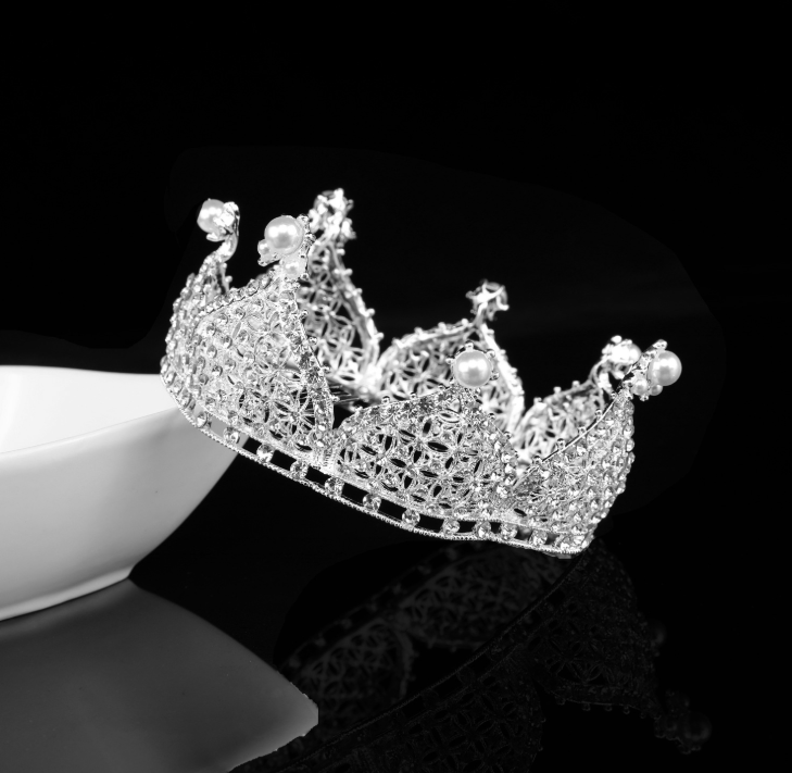 Delicate temperament luxury pearl weaving banquet accessories princess crown bride crown headdress handmade thumbnail