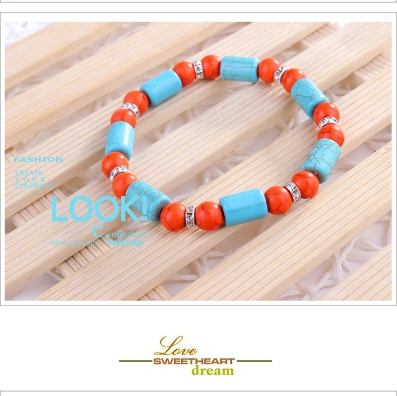 Original beaded simple jewelry for European and American foreign trade, wholesale of women's jewelry on AliExpress, personalized turquoise bracelets undefined