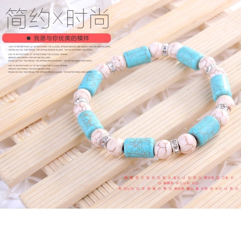 Original beaded simple jewelry for European and American foreign trade, wholesale of women's jewelry on AliExpress, personalized turquoise bracelets