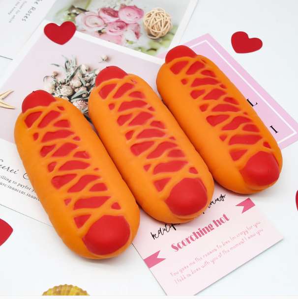 Simulation hot dog bun Lala vent stress relief toy sand filled Lala toy factory direct sales