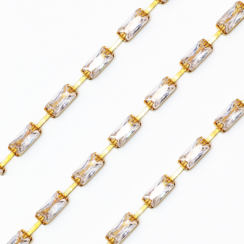 Yili claw chain: Shop around for vertical row vertical sparse zircon claw chain, 2*4/3*7mm rectangular zircon chain manufacturer wholesale detail image 6