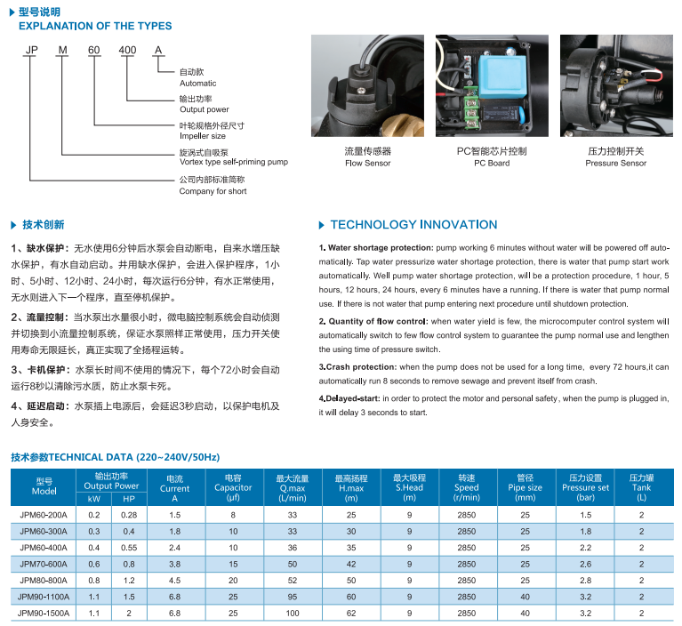 JPM Series automatic self-priming  smart pump for household详情4