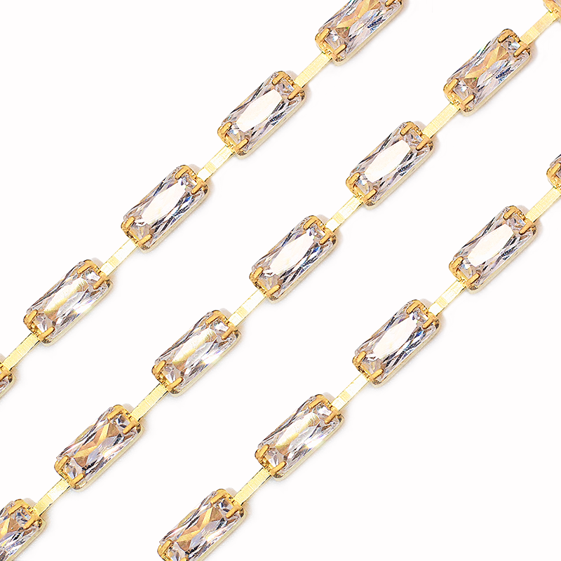 Yili claw chain: Shop around for vertical row vertical sparse zircon claw chain, 2*4/3*7mm rectangular zircon chain manufacturer wholesale detail image 4