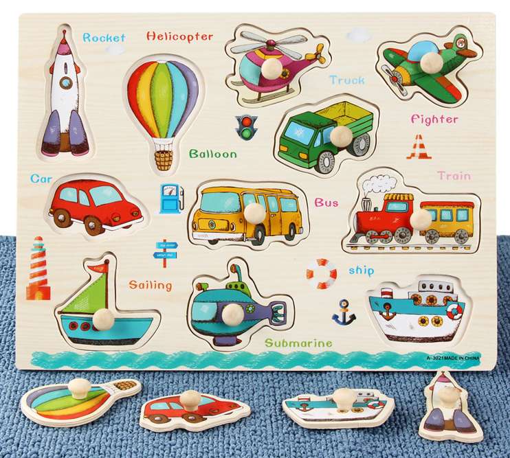 Wooden grasping board puzzle Wooden puzzle children's toy animal fruit vegetable alphanumeric early education cognition undefined